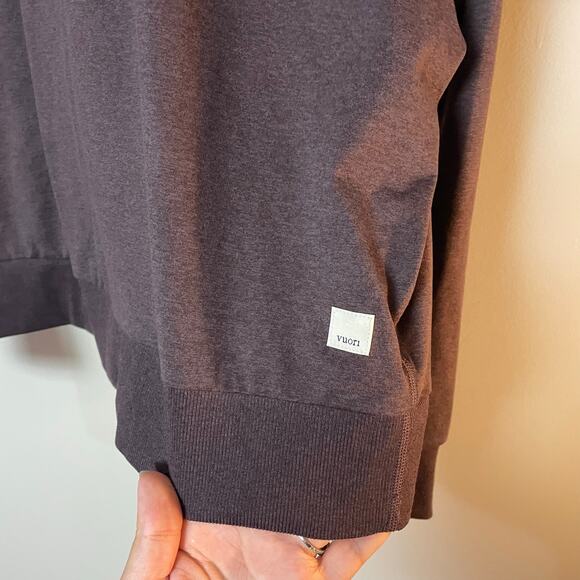 Vuori Halo Crew Brown Women's LARGE DreamKnit Pullover Sangria Heather EUC - Picture 12 of 15